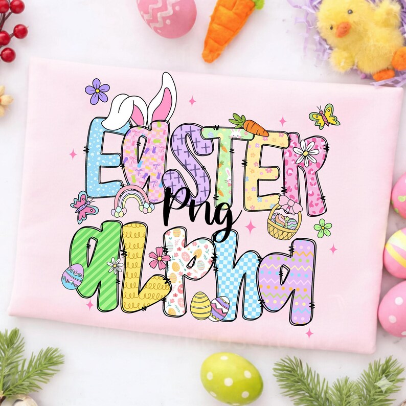Pastel Easter Alphabet PNG Bundle Bunny Letters Numbers and Spring ...