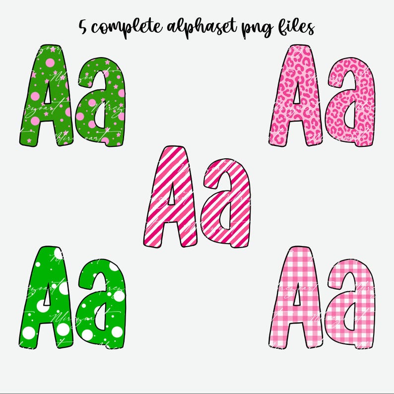 Preppy Christmas Alphabet PNG Bundle With 5 Festive Font Styles Holiday ...