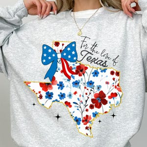 Mapa floral de Texas PNG, lazo retro de sublimación de EE. UU., pincelada de Texas del 4 de julio, diseño patriótico estadounidense para el Día de la Independencia
