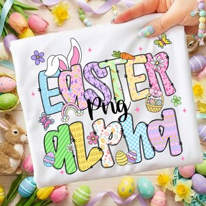 Pastel paasalfabet PNG bundel konijntjesletters cijfers en lente clipart set voor sublimatie Cricut ambachten schattig konijntje alfabetafbeeldingen afbeelding 9