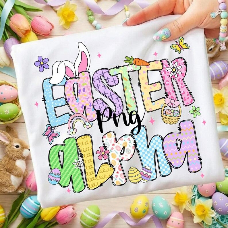 Pastel Easter Alphabet PNG Bundle Bunny Letters Numbers and Spring ...