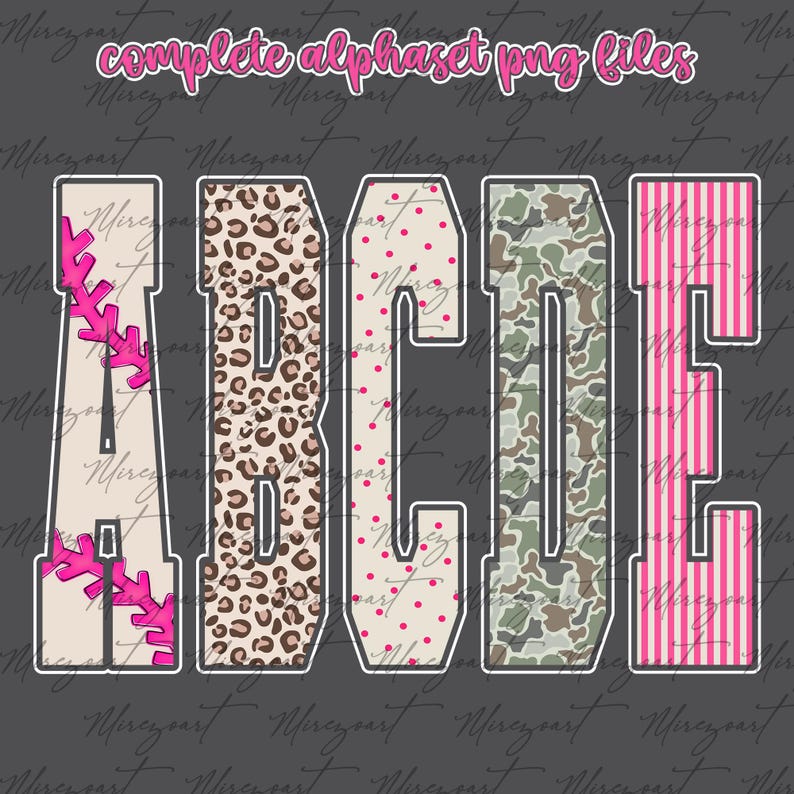Retro Baseball Alphabet PNG Bundle Preppy Sport Letters Numbers Clipart Set for Sublimation Cricut Game Day Shirts Team Mom Designs image 2