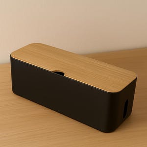Handmade Wooden Cable Organizer Box – Rustic Cord Storage, Dustproof Charger & Power Strip Holder, Home Wire Management Tidy Case