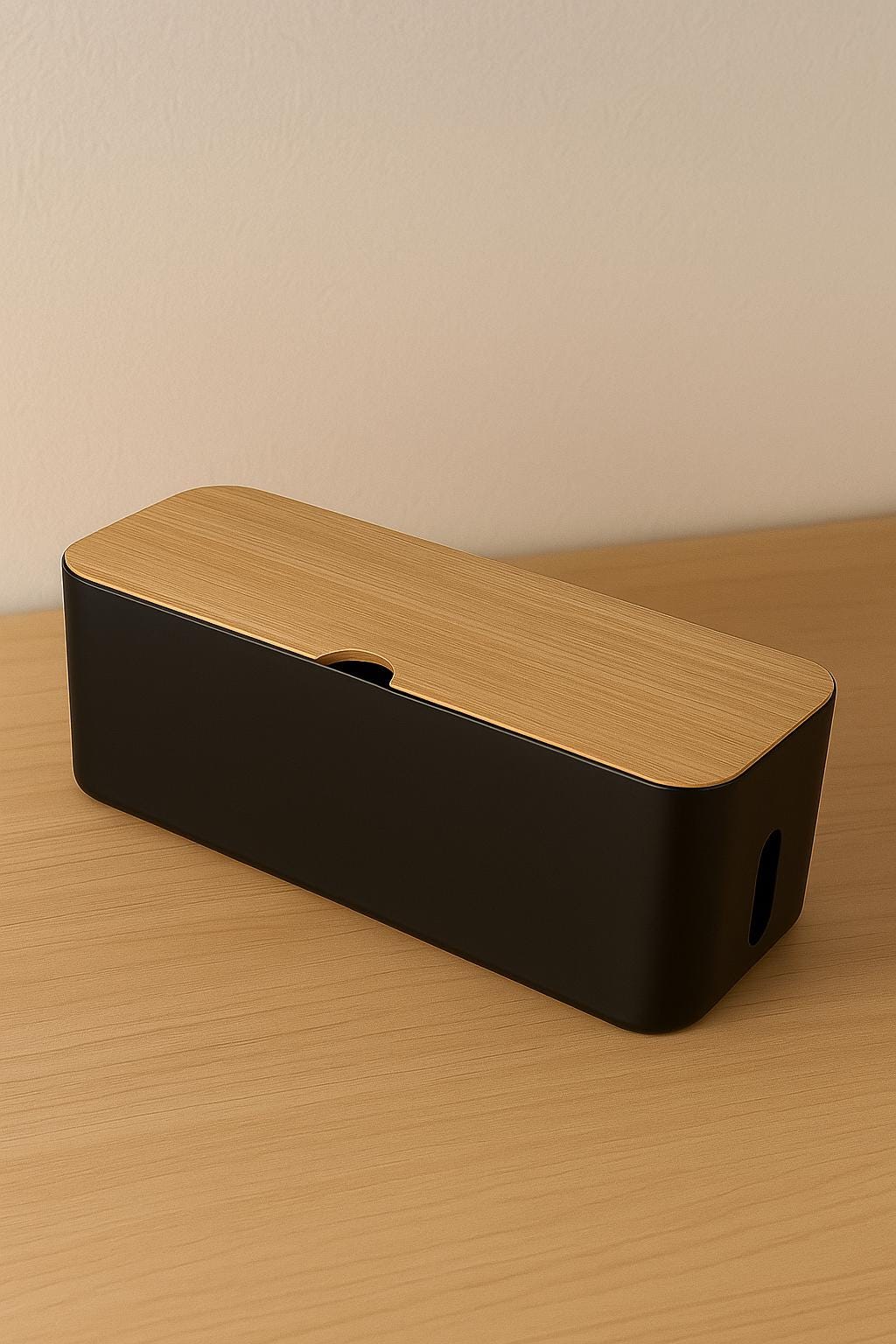 Handmade Wooden Cable Organizer Box: Rustic Cord & Charger Storage