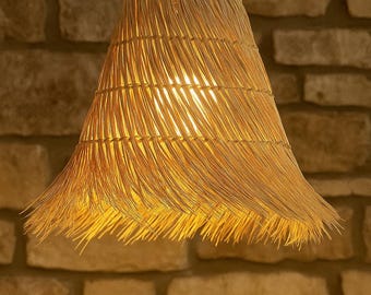 Handmade Retro E27 Rattan Chandelier | Handwoven Straw Hat Lampshade | Bamboo Woven Pendant Light | Countryside Restaurant and Home Décor