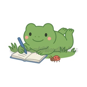Cottage Kern Frosch Schrift PNG Clipart | Journaling Frosch Digitaler Download | Pastel Animal Art für Planner, Sticker & Sublimationsdrucke