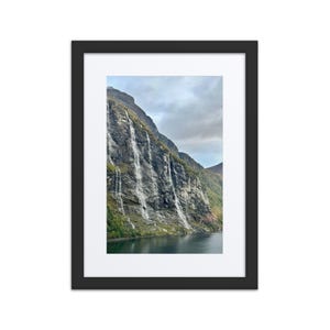 Seven Sisters Waterfall Print, Geirangerfjord Norway Art, Majestic Fjord Landscape Photography, Scandinavian Wall Decor