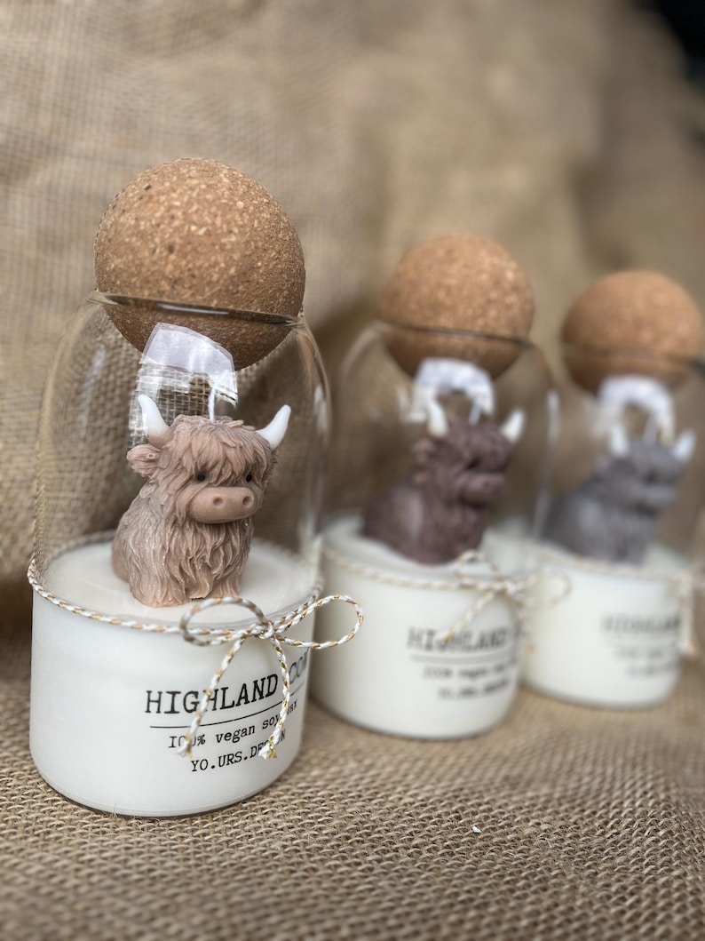 Highland Kuh Kerze Geschenk für Highland Kuh Liebhaber personalisierte Herbstkerze große benutzerdefinierte Kerze im Glas Bild 7
