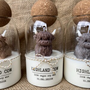 Highland Kuh Kerze Geschenk für Highland Kuh Liebhaber personalisierte Herbstkerze große benutzerdefinierte Kerze im Glas Bild 10