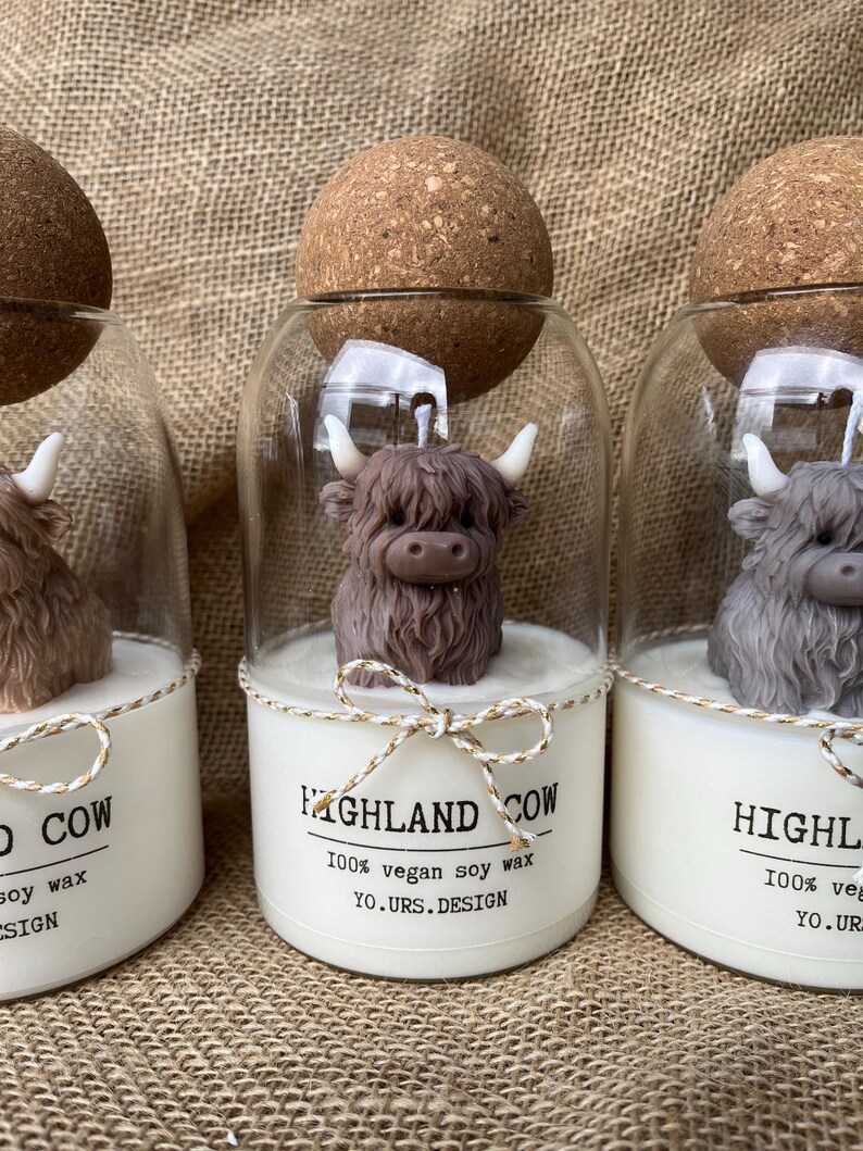 Highland Kuh Kerze Geschenk für Highland Kuh Liebhaber personalisierte Herbstkerze große benutzerdefinierte Kerze im Glas Bild 10