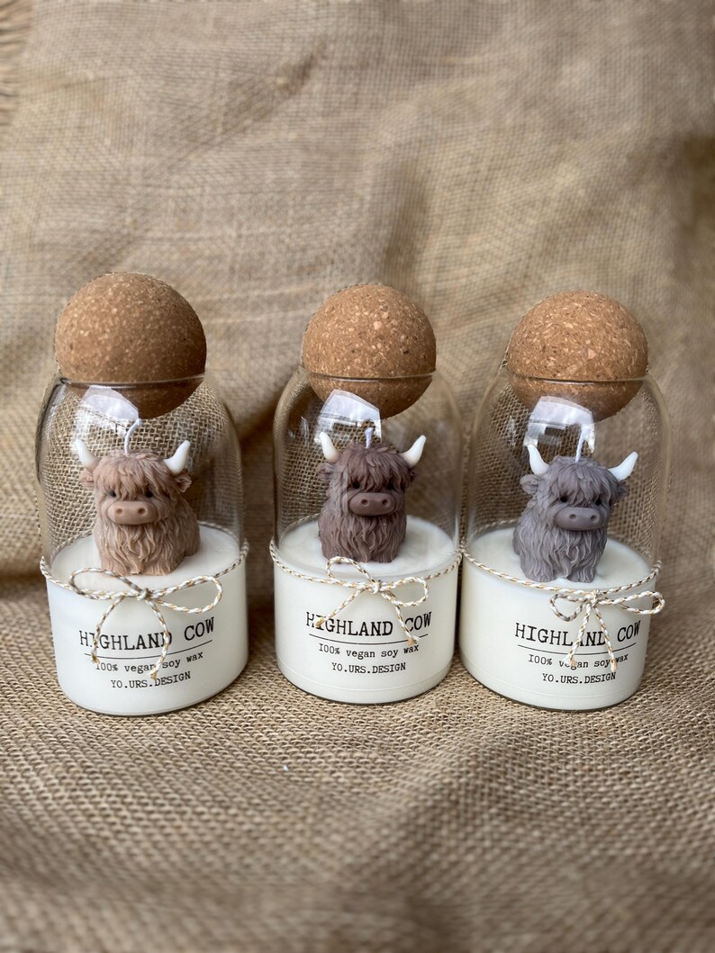 Highland Kuh Kerze Geschenk für Highland Kuh Liebhaber personalisierte Herbstkerze große benutzerdefinierte Kerze im Glas Bild 6