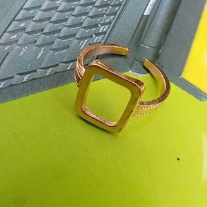 Adjustable Sterling Silver Square Ring: Modern Minimalist Jewelry