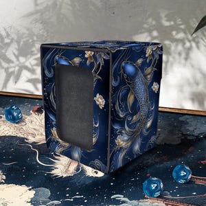 MTG Deck Box with Commander Display, Leather, 100+ Sleeved Card Storage, Water Tribe