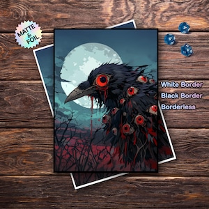 Mtg Card Sleeves Matte, Mtg Sleeves, Top Quality and Detailed Magic Sleeves, Gifts for Gamers, Horror Crow Art Card Sleeves
