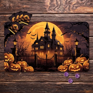 Tapete de jogo MTG, 24&quot; x 14&quot; Tapete de jogo TCG com tema de vampiro de Halloween, tapete de jogo de tabuleiro para TCG, presente para jogadores, acessório DND