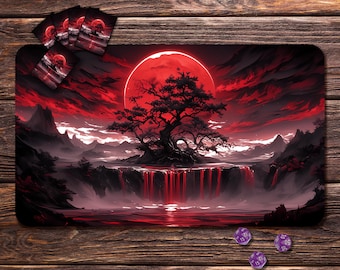 Blood Moon Tree - Playmat for MTG, 24"x14" and  31"x15.5", Zones & Seam Options