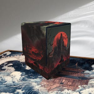 MTG Deck Box Vampire Castle Theme, Hold 100 + Sleeved Cards, Leather, Gift for Gamers