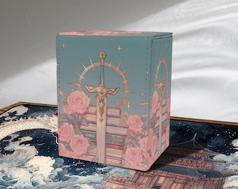 MTG Deck Box - 100 + Sleeved Cards, PU Leather, TCG Deck Boxes, Sword and Rose