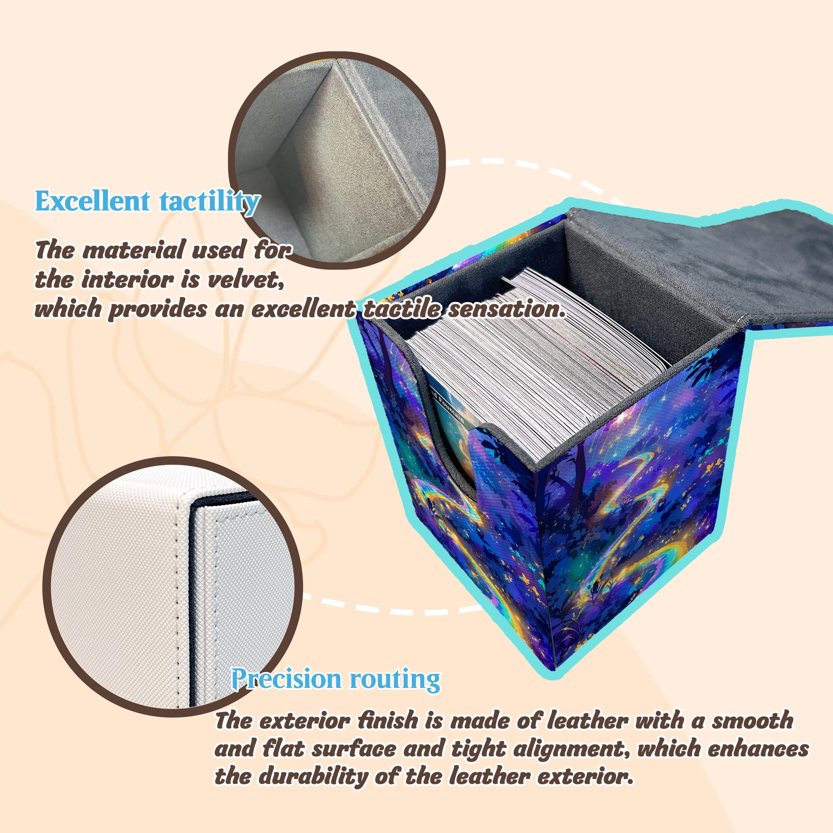 MTG Deck Box - Rainbow Path Style, PU Leather, 100 + Sleeved Cards