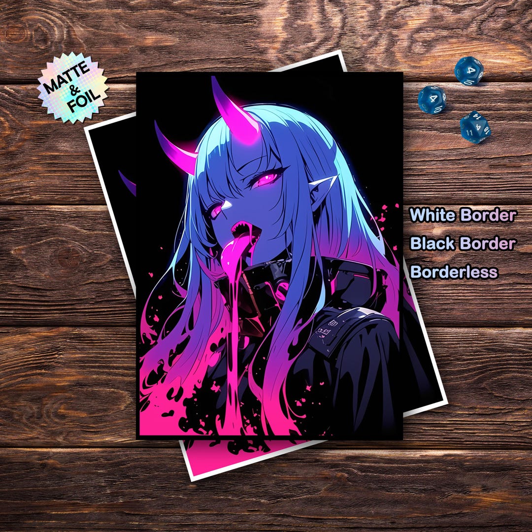 Mtg Card Sleeves, Neon Anime Girl Tcg Sleeves, Gifts for Gamers, Matte/foil - Etsy