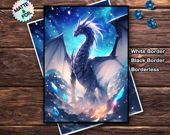 Fundas para cartas MTG - Estilo Dragón Azul, tamaño estándar y japonés, laminadas o mate