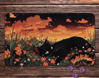 MTG Playmat, Brettspiel Matte für TKG, Japanische Katze - 24 "x14", Sammelkartenspiele