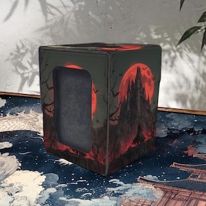 MTG-kortlekslåda med Commander-display, läder, förvaring med 100+ kort i ärm, vampyrslottsstil
