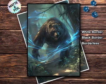 Mtg Kartenhüllen, Mtg Kartenhüllen matt, hochwertige und detaillierte magische Kartenhüllen, Geschenke für Gamer, magischer Bär Kunstkartenhüllen