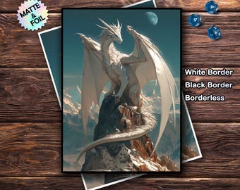 Mtg Card Sleeves, Pale Dragon Card Sleeve, Matte or Foil, Gamer Gift, Standard Size