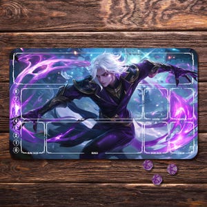 Riftbound Playmat Hwei, TCG Game Mat 24&quot;x14&quot; and 31&quot;x15.5&quot;, Zones & Seam Options