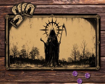 MTG Playmat - Gothic Reaper, 24"x14" and  31"x15.5" TCG Playmat, Zones & Seam Options