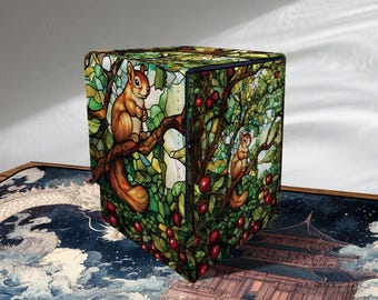 MTG Deck Box - Squirrel Commander Style, PU Leather, 100 + Sleeved Cards, Gift for Gamers