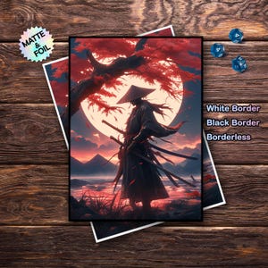 Mtg Card Sleeves, Cherry Blossom Samurai Card Sleeve, Matte/Foil, Gifts for Gamers