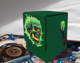 MTG-deckdoos - Skull Knight-stijl, PU-leer, kaarten + 100 kaarten, verwijderbaar tussenschot