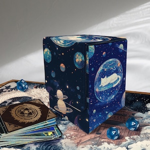 Mtg Deck Box - Bubble Cat, Holds 100+ Sleeved EDH Cards, Custom Leather Deck Boxes for TCG, EDH, Commander, Mtg Accessories