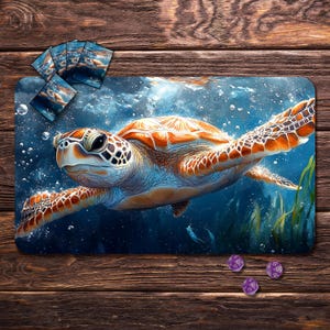 Sea Turtle MTG Playmat: TCG Board Game Mat 24&quot;x14&quot;