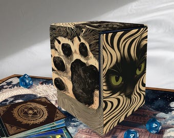 Line Cat MTG Deck Box: Individuelle Leder Kartenaufbewahrung für EDH/TCG