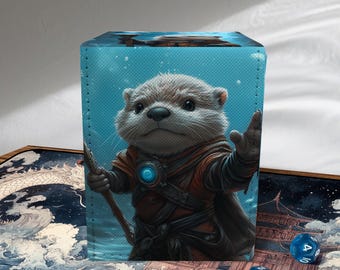 Pudełko na karty MTG Commander Deck Box – Bloomburrow Otter Style, skóra PU, ponad 100 kart w koszulkach, wyjmowana przekładka