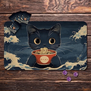 Ramen Cat MTG Playmat: 24&quot; x 14&quot; TCG Card Game Pad