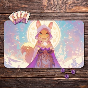 MTG Playmat with Zones, Board Game Mat for TCG, Squirrel Mage - 24&quot;x14&quot;, MTG Gift, Tabletop Accessories, Trading Card Games