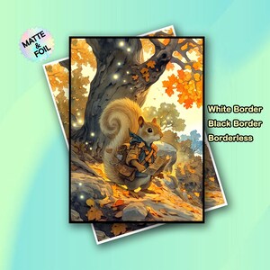 Pochettes pour cartes MTG, pochettes pour cartes écureuil automne, pochettes pour cartes magiques premium, protection de pochette TCG, finition mate et métallisée, cadeaux pour les joueurs
