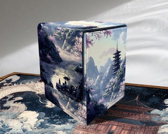 TCG Deck Box - Ancient Temple Style, PU Leather, 100 + Sleeved Cards, Removable Divider