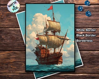 Mtg Sleeves Matte, Pirate Ship Card Sleeve, Foil/Holo, Gamer Gift, Standard Size