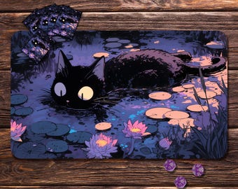 Tappetino da gioco MTG - Gatto Ninfea, 24"x14" o 31"x15,5", tappetino da gioco personalizzato per TCG