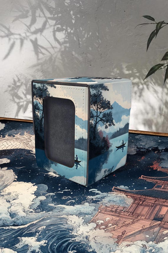 MTG Deck Box: Commander Display, Lakeside Solitary Boat Style, 100+ Sleeved  Card Storage, Leather