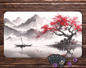 MTG Playmat - Kirschblüten, TKG Spielmatte für 24"x14"/31"x15.5" Sammelkartenspiel