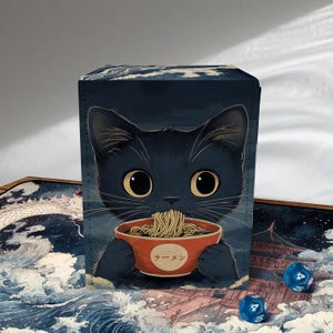 Ramen Cat Leather MTG Deck Box: Holds 100+ Sleeved Cards