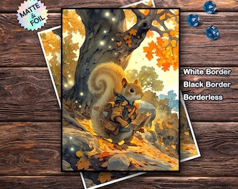 Mtg Card Sleeves ,Autumn Squirrel Card Sleeve, Matte/Foil, Gift for Gamers