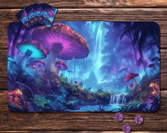 Playmat for MTG - Fantasy Fungus, 24"x14" and  31"x15.5", Zones & Seam Options