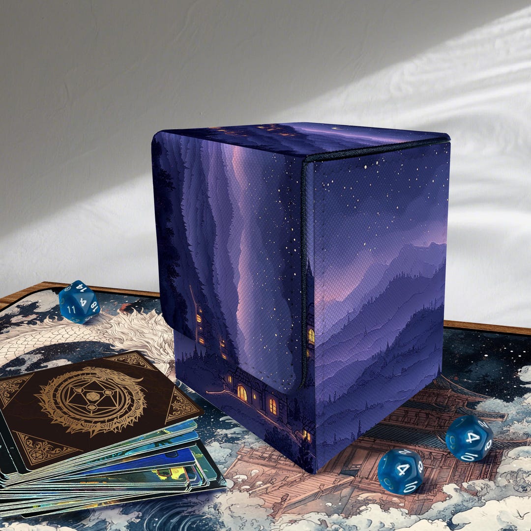 TCG Deck Box - Moonlit Valley Style, PU Leather, 100 + Sleeved